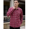 COOFANDY Men’s Sherpa Lined Flannel Shirt Jacket Long Sleeve Button Up Fleece Plaid Shirts(Dark Red)