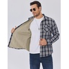 COOFANDY Men’s Sherpa Lined Flannel Shirt Jacket Long Sleeve Button Up Fleece Plaid Shirts(Navy White Khaki Plaid)