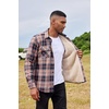 COOFANDY Men’s Sherpa Lined Flannel Shirt Jacket Long Sleeve Button Up Fleece Plaid Shirts(Navy/Orange)