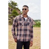 COOFANDY Men’s Sherpa Lined Flannel Shirt Jacket Long Sleeve Button Up Fleece Plaid Shirts(Navy/Orange)