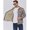 COOFANDY Men’s Sherpa Lined Flannel Shirt Jacket Long Sleeve Button Up Fleece Plaid Shirts(White Brown Plaid)
