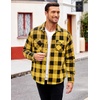 COOFANDY Men’s Sherpa Lined Flannel Shirt Jacket Long Sleeve Button Up Fleece Plaid Shirts(Yellow/Black)