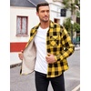 COOFANDY Men’s Sherpa Lined Flannel Shirt Jacket Long Sleeve Button Up Fleece Plaid Shirts(Yellow/Black)