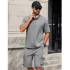 COOFANDY Men’s Shirt and Shorts Set 2 Piece Fashion Summer Tracksuits Cotton Oversized T-Shirts Cargo Shorts Outfits(Light Grey)