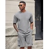 COOFANDY Men’s Shirt and Shorts Set 2 Piece Fashion Summer Tracksuits Cotton Oversized T-Shirts Cargo Shorts Outfits(Light Grey)
