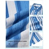 COOFANDY Mens Short Sleeve Casual Shirts Button Down Striped Summer Shirts Textured Vacation Beach Shirt(A White/Blue 03)
