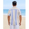 COOFANDY Mens Short Sleeve Casual Shirts Button Down Striped Summer Shirts Textured Vacation Beach Shirt(A White/Blue/Orange)