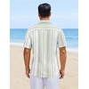 COOFANDY Mens Short Sleeve Casual Shirts Button Down Striped Summer Shirts Textured Vacation Beach Shirt(A White/Light Green)