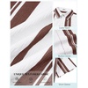 COOFANDY Mens Short Sleeve Casual Shirts Button Down Striped Summer Shirts Textured Vacation Beach Shirt(B White/Brown)