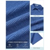 COOFANDY Mens Short Sleeve Casual Shirts Button Down Striped Summer Shirts Textured Vacation Beach Shirt(Grey Blue)