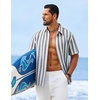 COOFANDY Mens Short Sleeve Casual Shirts Button Down Striped Summer Shirts Textured Vacation Beach Shirt(White/Dark Grey)