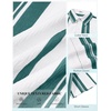 COOFANDY Mens Short Sleeve Casual Shirts Button Down Striped Summer Shirts Textured Vacation Beach Shirt(White/Green)