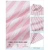 COOFANDY Mens Short Sleeve Casual Shirts Button Down Striped Summer Shirts Textured Vacation Beach Shirt(White/Pink)