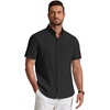 COOFANDY Men’s Short Sleeve Oxford Shirt Casual Button Down Shirts Summer Untucked Dress Shirt with Pocket(Black)