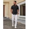 COOFANDY Men’s Short Sleeve Oxford Shirt Casual Button Down Shirts Summer Untucked Dress Shirt with Pocket(Black)