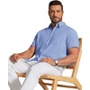COOFANDY Men’s Short Sleeve Oxford Shirt Casual Button Down Shirts Summer Untucked Dress Shirt with Pocket(Blue Plaid)