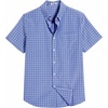 COOFANDY Men’s Short Sleeve Oxford Shirt Casual Button Down Shirts Summer Untucked Dress Shirt with Pocket(Blue Plaid)