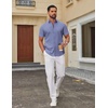 COOFANDY Men’s Short Sleeve Oxford Shirt Casual Button Down Shirts Summer Untucked Dress Shirt with Pocket(Deep Blue)