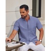 COOFANDY Men’s Short Sleeve Oxford Shirt Casual Button Down Shirts Summer Untucked Dress Shirt with Pocket(Deep Blue)