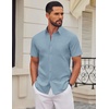 COOFANDY Men’s Short Sleeve Oxford Shirt Casual Button Down Shirts Summer Untucked Dress Shirt with Pocket(Denim Blue)