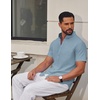 COOFANDY Men’s Short Sleeve Oxford Shirt Casual Button Down Shirts Summer Untucked Dress Shirt with Pocket(Denim Blue)