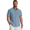 COOFANDY Men’s Short Sleeve Oxford Shirt Casual Button Down Shirts Summer Untucked Dress Shirt with Pocket(Denim Blue)