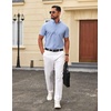 COOFANDY Men’s Short Sleeve Oxford Shirt Casual Button Down Shirts Summer Untucked Dress Shirt with Pocket(Light Blue)