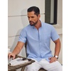 COOFANDY Men’s Short Sleeve Oxford Shirt Casual Button Down Shirts Summer Untucked Dress Shirt with Pocket(Light Blue)