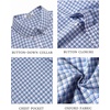 COOFANDY Men’s Short Sleeve Oxford Shirt Casual Button Down Shirts Summer Untucked Dress Shirt with Pocket(Light Blue Plaid)