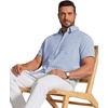 COOFANDY Men’s Short Sleeve Oxford Shirt Casual Button Down Shirts Summer Untucked Dress Shirt with Pocket(Light Blue Plaid)