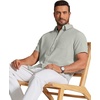 COOFANDY Men’s Short Sleeve Oxford Shirt Casual Button Down Shirts Summer Untucked Dress Shirt with Pocket(Light Green)