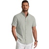 COOFANDY Men’s Short Sleeve Oxford Shirt Casual Button Down Shirts Summer Untucked Dress Shirt with Pocket(Light Green)