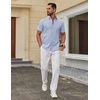 COOFANDY Men’s Short Sleeve Oxford Shirt Casual Button Down Shirts Summer Untucked Dress Shirt with Pocket(Light Grey Plaid)