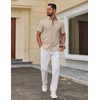 COOFANDY Men’s Short Sleeve Oxford Shirt Casual Button Down Shirts Summer Untucked Dress Shirt with Pocket(Light Khaki)