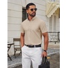 COOFANDY Men’s Short Sleeve Oxford Shirt Casual Button Down Shirts Summer Untucked Dress Shirt with Pocket(Light Khaki)