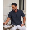 COOFANDY Men’s Short Sleeve Oxford Shirt Casual Button Down Shirts Summer Untucked Dress Shirt with Pocket(Navy Blue)