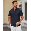 COOFANDY Men’s Short Sleeve Oxford Shirt Casual Button Down Shirts Summer Untucked Dress Shirt with Pocket(Navy Blue)