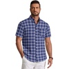 COOFANDY Men’s Short Sleeve Oxford Shirt Casual Button Down Shirts Summer Untucked Dress Shirt with Pocket(Navy Blue Plaid)