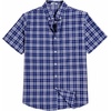 COOFANDY Men’s Short Sleeve Oxford Shirt Casual Button Down Shirts Summer Untucked Dress Shirt with Pocket(Navy Blue Plaid)