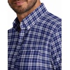 COOFANDY Men’s Short Sleeve Oxford Shirt Casual Button Down Shirts Summer Untucked Dress Shirt with Pocket(Navy Blue Plaid)