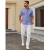 COOFANDY Men’s Short Sleeve Oxford Shirt Casual Button Down Shirts Summer Untucked Dress Shirt with Pocket(Navy Blue White Plaid)