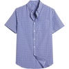 COOFANDY Men’s Short Sleeve Oxford Shirt Casual Button Down Shirts Summer Untucked Dress Shirt with Pocket(Navy Blue White Plaid)