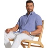 COOFANDY Men’s Short Sleeve Oxford Shirt Casual Button Down Shirts Summer Untucked Dress Shirt with Pocket(Navy Blue White Plaid)