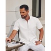 COOFANDY Men’s Short Sleeve Oxford Shirt Casual Button Down Shirts Summer Untucked Dress Shirt with Pocket(White)