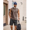 COOFANDY Men’s Sleeveless Shirts Cotton Workout Tank Tops Muscle Cut Off Shirt Summer Beach Casual Washed Tee(Brown)