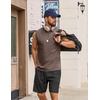 COOFANDY Men’s Sleeveless Shirts Cotton Workout Tank Tops Muscle Cut Off Shirt Summer Beach Casual Washed Tee(Brown)