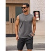 COOFANDY Men’s Sleeveless Shirts Cotton Workout Tank Tops Muscle Cut Off Shirt Summer Beach Casual Washed Tee(Dark Gray)