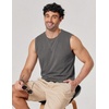 COOFANDY Men’s Sleeveless Shirts Cotton Workout Tank Tops Muscle Cut Off Shirt Summer Beach Casual Washed Tee(Dark Gray)