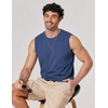 COOFANDY Men’s Sleeveless Shirts Cotton Workout Tank Tops Muscle Cut Off Shirt Summer Beach Casual Washed Tee(Navy Blue)