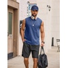 COOFANDY Men’s Sleeveless Shirts Cotton Workout Tank Tops Muscle Cut Off Shirt Summer Beach Casual Washed Tee(Navy Blue)